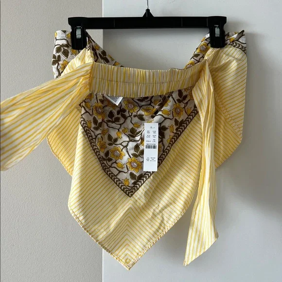J. Crew Cotton voile bandana top in daffodil daze block print Size L - Picture 5 of 7